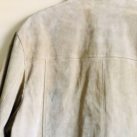 Club Room Mens XL Barn Field Chore Work Jacket Coat Tan Suede Leather Lined - Picture 10 of 11